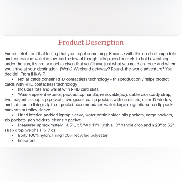 IHKWIP Cargo Catchall Tote Purse Blood Orange Color EUC - Picture 15 of 15